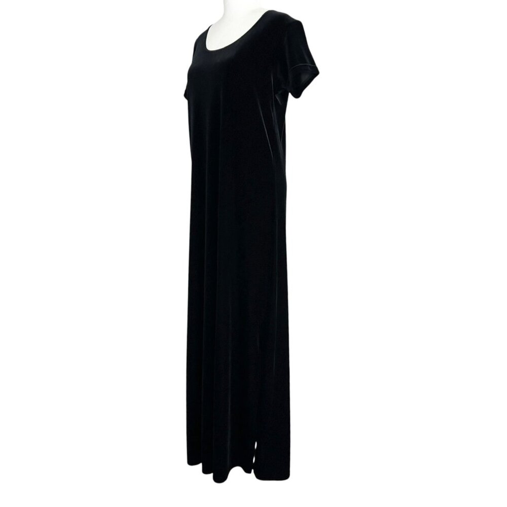 Cassini Vintage Velvet Black Short Sleeve Maxi Dress (M) - Picture 3 of 11